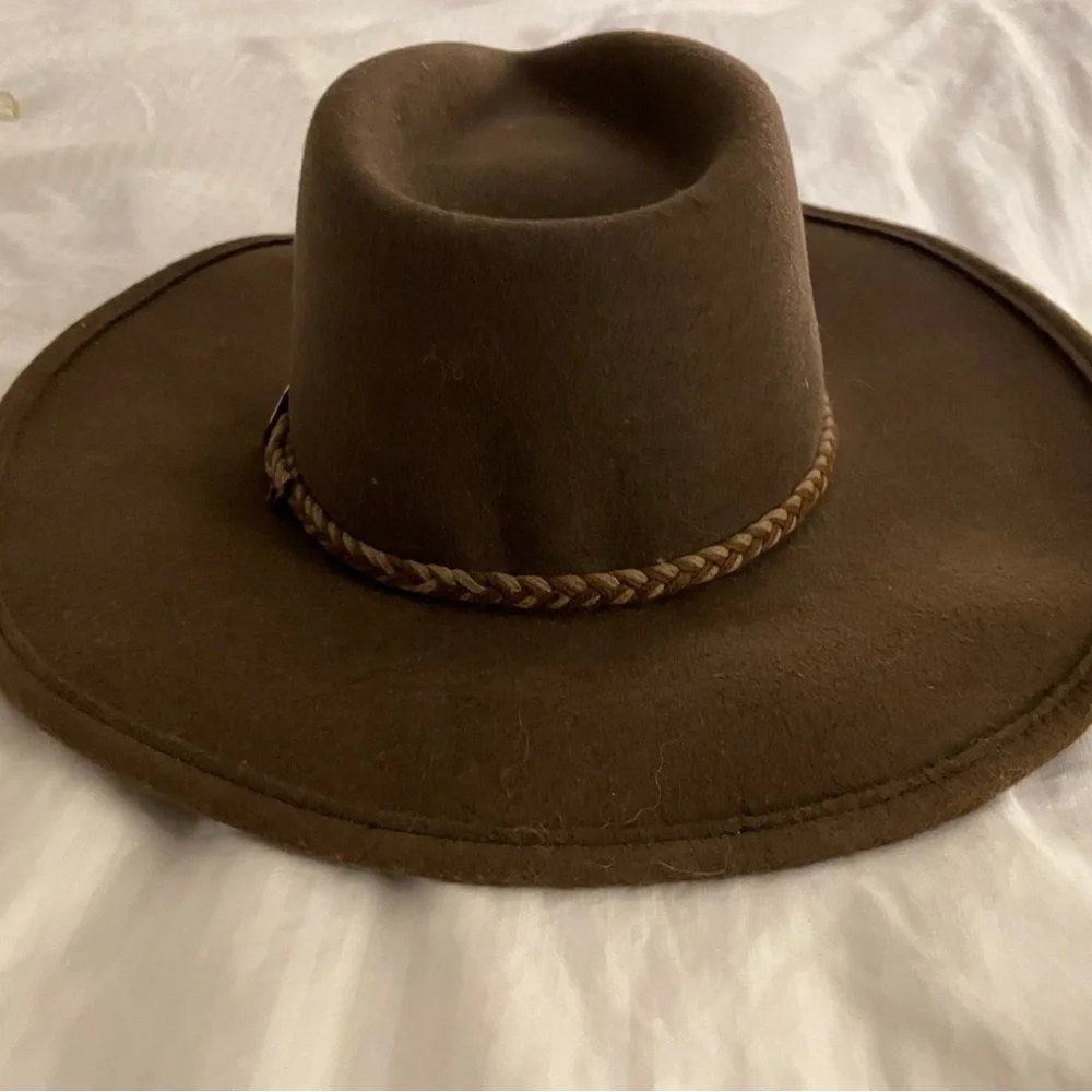 STETSON Genuine Buffalo Wool Fur Water Resistant Mink Brown Cowgirl Hat NWT